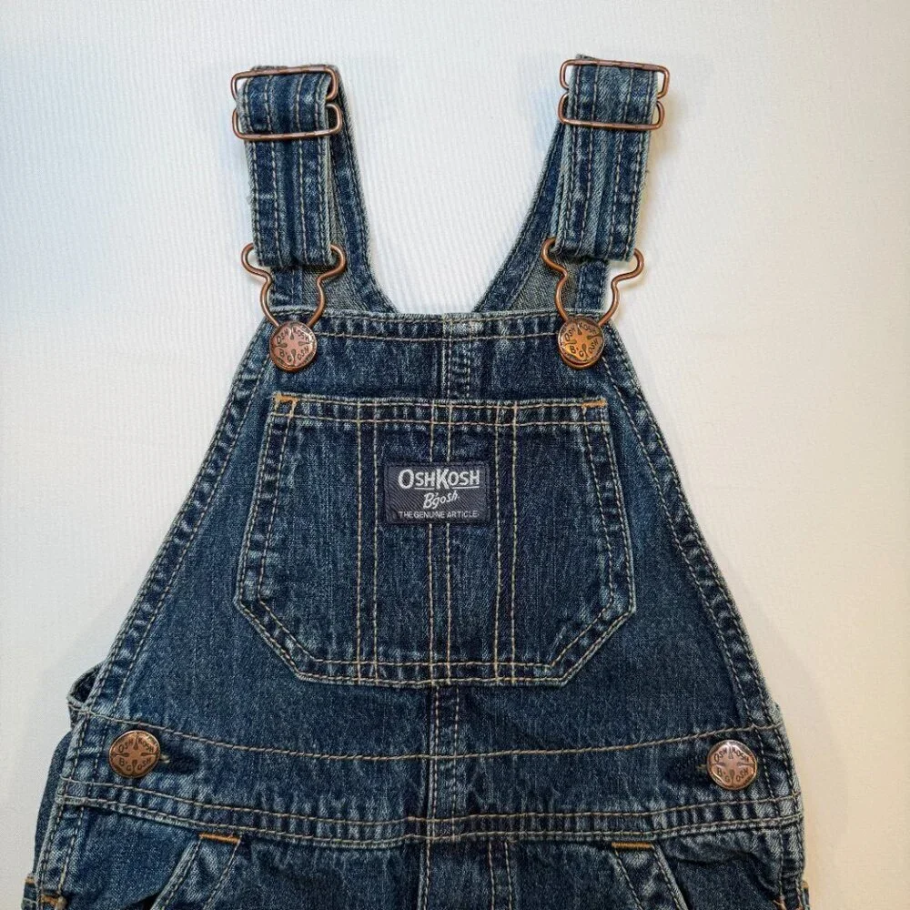 OSH KOSH B'Gosh Denim Overalls Vestbak Dark Blue Jean 24 Mos Vintage